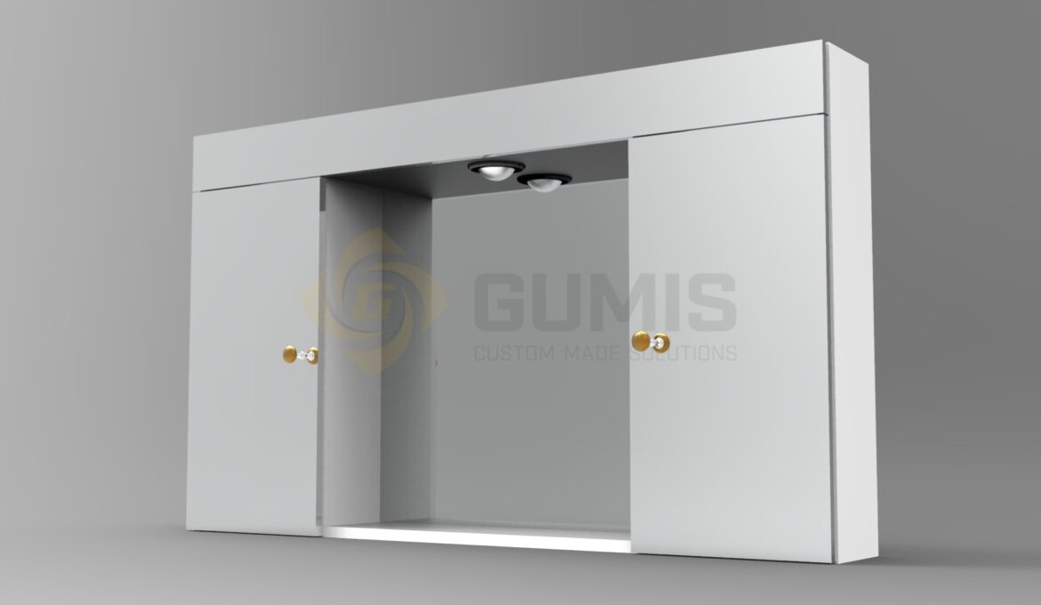 Medicine cabinet with mirror and LED lighting